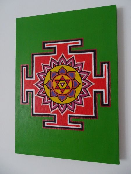 Bagalamukhi Yantra with Lotus Oil, Light Green Background